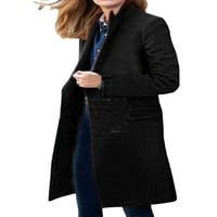 Zodanni Ženski kaput za kaput sa dvostrukim grudima dugački kaput modni kardigan party crni 3xl