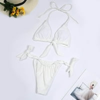 Ženski bikini kupaći kostim ljetni morska odjeća za djevojke Ruched luk kupaći kupalište čvrsta boja