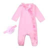 Dojenčad za bebe djevojke s dugim rukavima cvjetni čvrsti kombinezon ROMper + Outfits outfits chmora