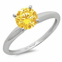 CT sjajan okrugli rez prozirni simulirani dijamant 18k bijeli zlatni solitaire prsten sz 9.5
