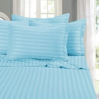 Broj navoja Egipatski pamučni četverodni lim za krevet postavljen duboka džepna veličina olimpijsko-kraljice boje nebesko plavo pruga