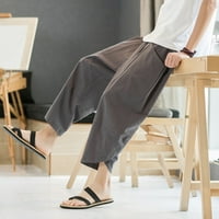 Duks za muškarce Ljeto obrezane pantalone Muške tanke posteljine casual hlače labave velike veličine