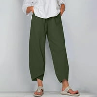 Umitay ženske ljetne modne pamučne posteljine pantalone Baggy casual pantalone