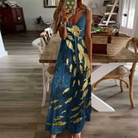 Wycnly Formalne haljine za žene bez rukava V-izrez leptir, ljeto Maxi haljine plaže rub tunika špagete