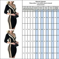 Žene Striped Colorblock V izrez Bodycon Midi haljina