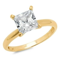 2.5ct princeza rez bijeli safir 18K žuti zlatni angažman za angažman prsten veličine 9.5