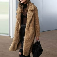 Entyinea Ženska kaput za odjeću Zip up zimski kaput dugih rukava s dugim rukavima sa džepovima kava