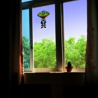 Oslikana ploča NLO UFO ukrasi krava i vitraža prozora Privjesak Početna Privjesak Dekoracija Krava vanzemaljska strana za Windows Kuhinja, Blagovaonica Vintage Uskrsni ukrasi