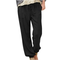 Ecqkame ženske teretne hlače za čišćenje ženskih ležernih čvrstih čipkastih džepova za elastične strugove