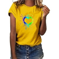 T majice za žene plus veličine Valentines Dan majica Ljubav Srce Print Top kratkih rukava Crew Crt Majice