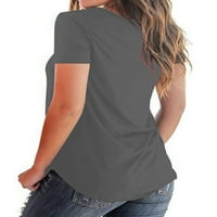 Pfysire Women V izrez za štampanje kratkih rukava Torgy bluza TOP Plus size siva 5xl