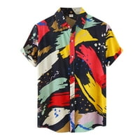 Haxmnou mužjak ljetni casual havaje grafiti za tiskanu majicu s kratkim rukavima Okrenite košulju ovratnika