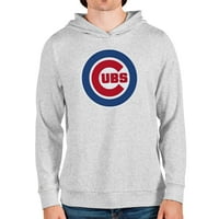 Muški antigua Heather Sivi Chicago Cubs Logo tima Apsolutni pulover Hoodie