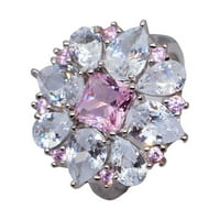 Xinqinghao Pink Square Diamond Princess prsten evropski i američki otvor za vodu u obliku kruške u obliku kruške D