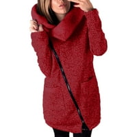 Ženska casual jakna kaput dugačak patentna dukserica na dukseru dugim dugim kaputom sa dugim rukavima