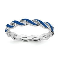 Sterling Silver Sjajljiv izrazi plave emajl Veličina prstena: 7; za odrasle i tinejdžere; Za žene i muškarce