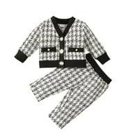 Babys Girls Outfit Proljeće Jesenski karirani hlače s dugim rukavima kaput jaknu za odjeću za djecu
