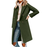 Binmer zimski kaput za žene plus veličine Solid prebacivanje drži topli jedno grudljivi kaput za vjetrenjače