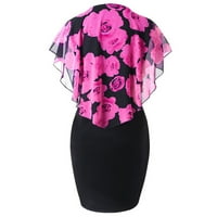 Haljine za žene Mini mini mini casual ljetni okrugli izrez Čvrsta haljina vruća ružičasta L