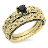 DazzlingRock kolekcija 1. Carat 18K okrugli Black Diamond Bridal Angažova za angažman CT, žuto zlato,