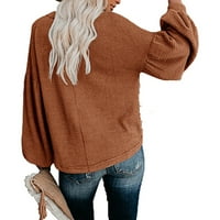 YOBECHO ženski jesen Ležerni vafli pleteni pulover vrh