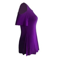 Ženski pamuk i posteljina tunika Ljetna moda Solid boja Ters Trendy Odjeća od ramena Košulje Plus size