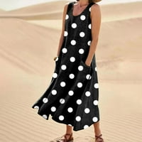 Ženska casual labava kratka rukava dugačka haljina Split Maxi ljetna haljina za plažu sa džepovima