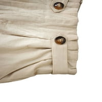 Mialeoley Ženske kratke hlače, prednji gumb Dekoracija patchwork visokih struka Ležerne hlače sa dva bočna džepa