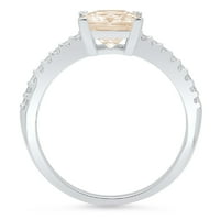 1.66ct Princess Cut Champagne Simulirani dijamant 18k bijeli zlatni angažman prsten veličine 5,25