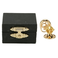 Minijaturni muzički broš, šljunčani lifelik minijaturni francuski rog Zlatni sa skladištem Bo za ljubitelju