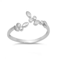 Rodijumski pozlaćeni sterlijski srebrni mali lišće prsten