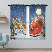 Yipa Christmas Tulle Prozor zadiranje s čiznim prozorske zavjese Voile Window Curking Rod Pocket zavjesa