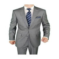 Salvatore Exte muško odijelo Dvije dugme Blazer Plus ravne prednje hlače siva prozorPane