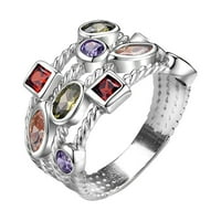 Veličina prstena Huitans COLORPOLNO ZIRCONIA osjetljiva ženska nakit Vjenčani mladenci modni modni prelaze geometrijske prstenove plesiva