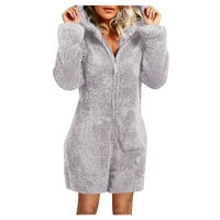 Ženski prugasti zip up duksevi dukseri dugi rukav sa kapuljačom s kapuljačom pidžama, casual zimska