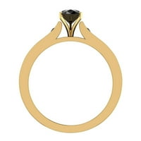 Black Diamond zaručni prsten za ženske kruške 0. Carat 14K zlato