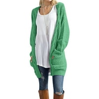 Cardigan za žene Trendi labavi otvoreni prednji dugi rukav džemper pletene kabele sa džepovima sa džepovima