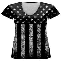 Trowalw TAME Ljetne vrhove Majica kratkih rukava V izrez majica Patriot Comfy Pulover Američka zastava