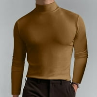 Pejock Muškarci Solid Turtleneck Casual Slim Fit Pulover Majica Bluze za dno košulje Tors Brown XXL