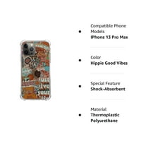 HIPPIE Dobar vibes futrola za iPhone Pro, estetsko umjetničko dizajn TPU poklopac branika