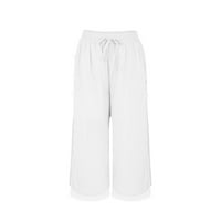Sayhi pamučne pantalone za žene Ljetne kopče široke noge Capri hlače dvostruke slojeve obrezane pantalone