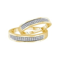 Žuti ton čvrst sterling srebrniji njegov i njen okrugli dijamantski pojas Podudarni par tri prstena
