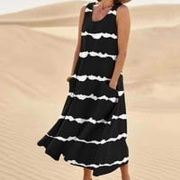 Ljetne haljine na prodaju za žene plus veličine bez rukava s rukavima uzorka rublja okrugla vrat midi