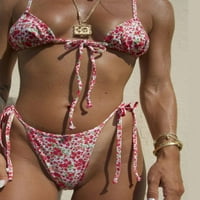 Cvjetni tisak bikini žene Biquini string bikini set kupaći odijelo za kupaće kostimi Bikinis thong kupaći