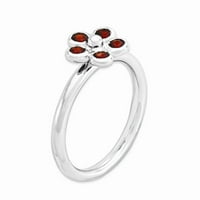 Čvrsti sterling srebrni nosač Garnet januar crveni dragulj Cvjetni prsten za cvjetne veče 10