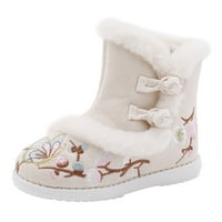 DMQupv Djevojke meke čizme pamučne čizme za GilRS platna cipele tople zimske čizme za snijeg vez print