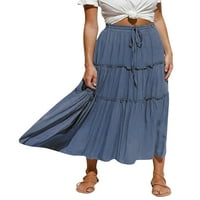 Duge suknje za žene visoki struk Boho a-line ruffles Flowy maxi plaža suknja