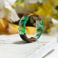 Toyella Handmade DIY romantični suhi cvijet pravi drveni prsten zvona zlato srebrni papir unutar prstena