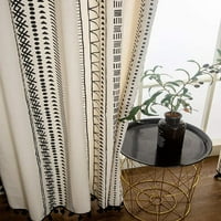 Boemian pamučna posteljina za zavjese sa tesselima Geometrijska print Seoska kuća Gromet Top Soba zatamnjenje