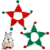 Slatki božićni plišani mačji pas petokraka zvijezda zvezda mačja odvratnik pleteni ovratnik bib šal